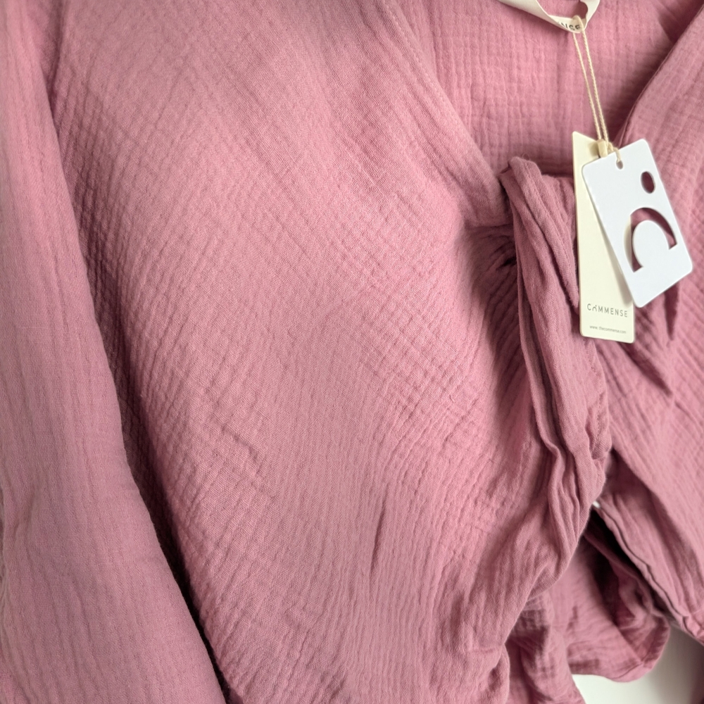 NWT Commense Mauve Tie-Front Blouse Crop Top In the Front - Picture 6 of 7